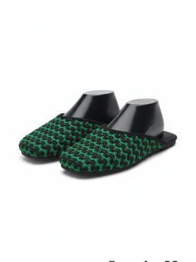 Zara Woven Green & Black Mules Size 38